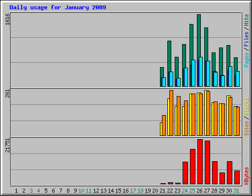 Daily usage for January 2009