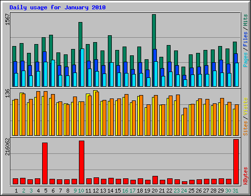 Daily usage for January 2010