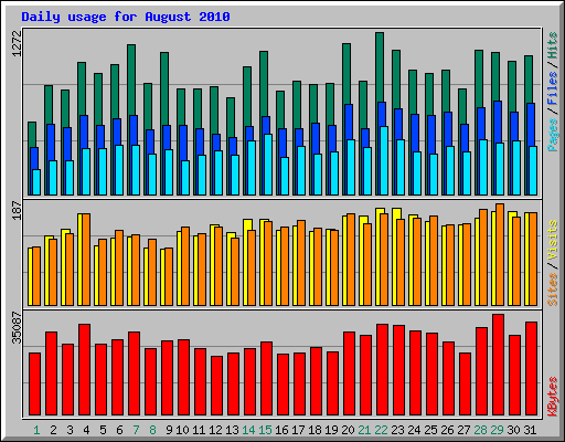 Daily usage for August 2010