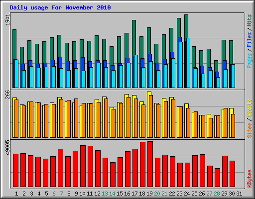 Daily usage for November 2010