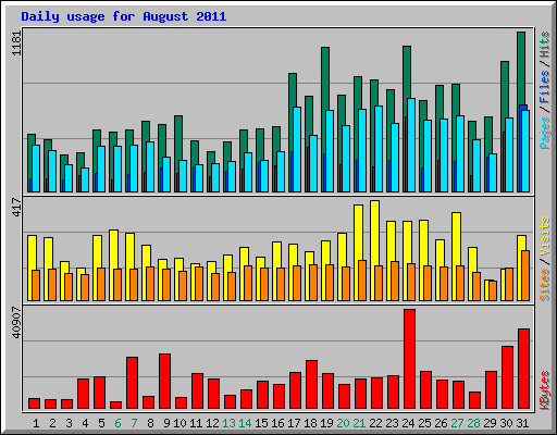 Daily usage for August 2011