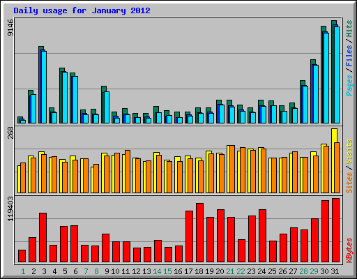 Daily usage for January 2012