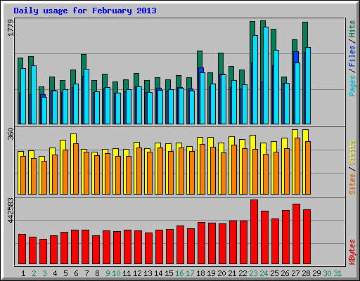 Daily usage for February 2013