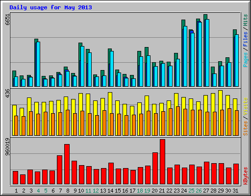 Daily usage for May 2013