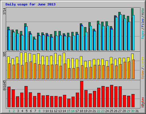Daily usage for June 2013