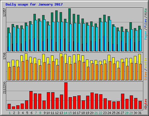 Daily usage for January 2017