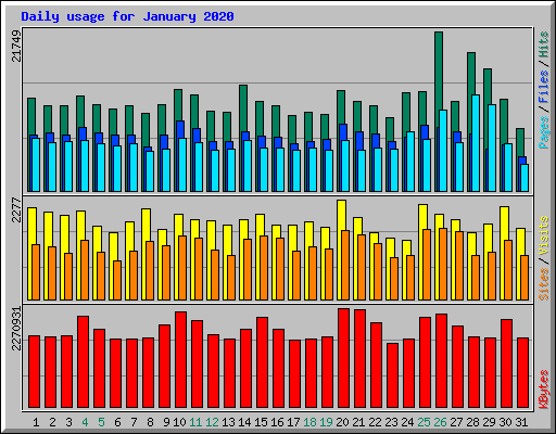 Daily usage for January 2020