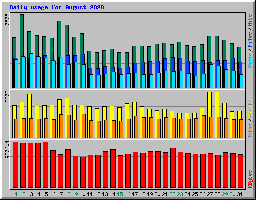 Daily usage for August 2020