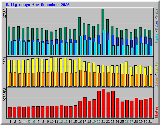 Daily usage for December 2020