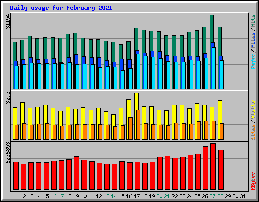 Daily usage for February 2021