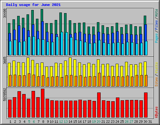 Daily usage for June 2021