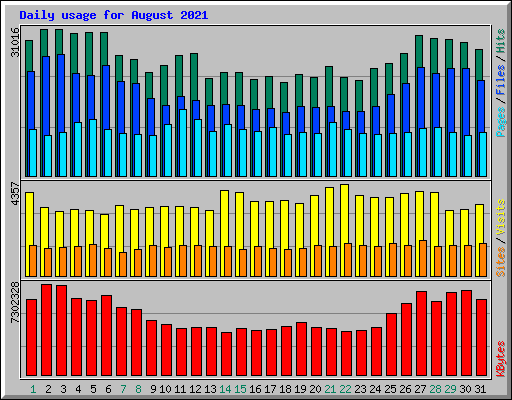 Daily usage for August 2021