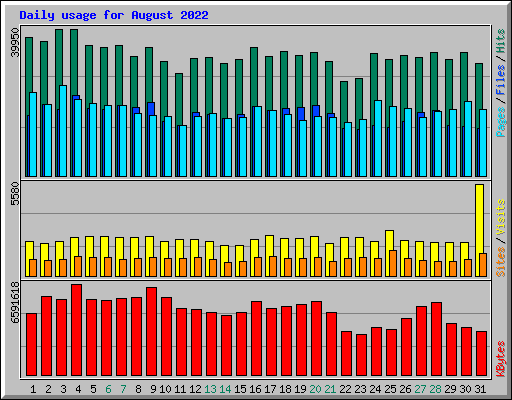 Daily usage for August 2022