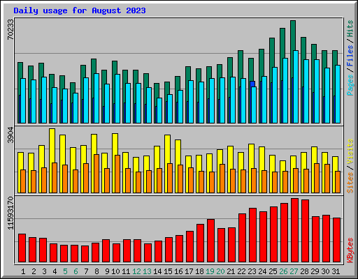 Daily usage for August 2023