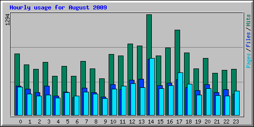 Hourly usage for August 2009