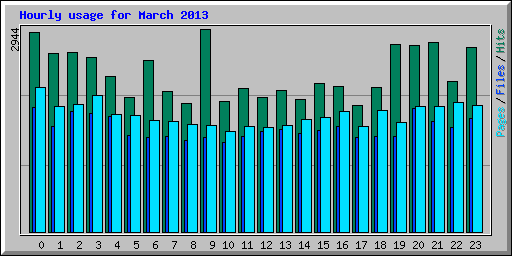Hourly usage for March 2013