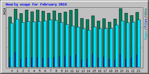 Hourly usage for February 2016